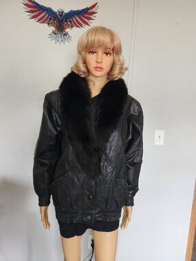 #789 Leather/fox fur coat